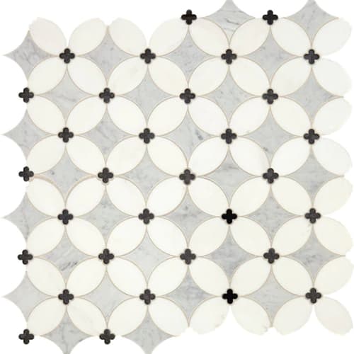 Lavaliere - CarraraThassosBlk Ant Mirror Petal