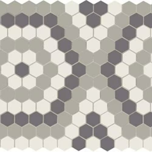 Unglazed Mosaics - Ice WhiteBlackLight Smoke Hex Hexagon