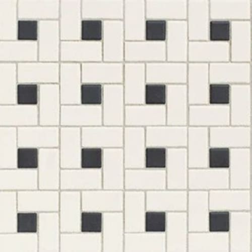 Unglazed Mosaics - Ice WhiteBlack Penny Rounds Rosette