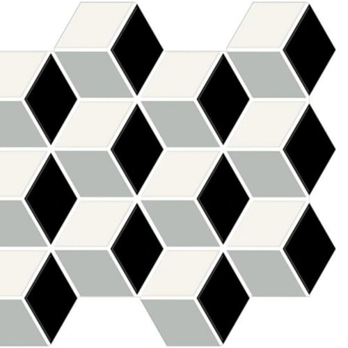 Color Story Mosaics - WhiteBlackBalanceMatte Cubist Hexagon-1.5''