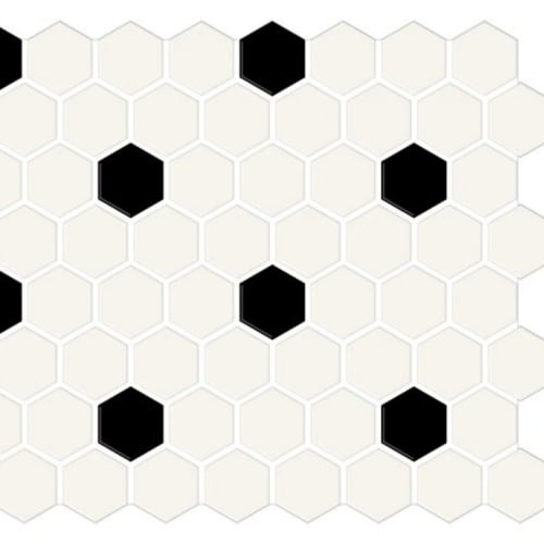 Color Story Mosaics - White Black Matte Hexagon-1.5''