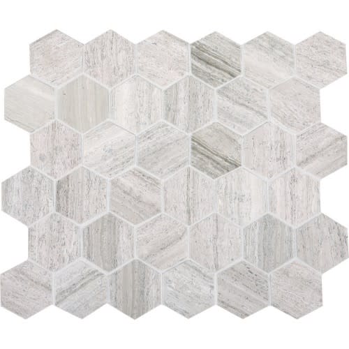 Limestone Collection - Chenille White 6X6 Hexagon