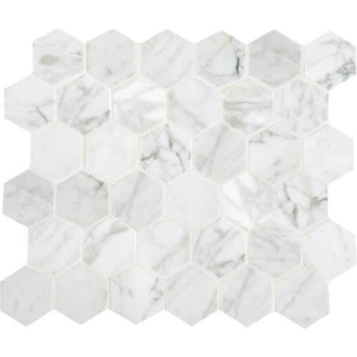 Marble Collection - Carrara White Hexagon 12X24