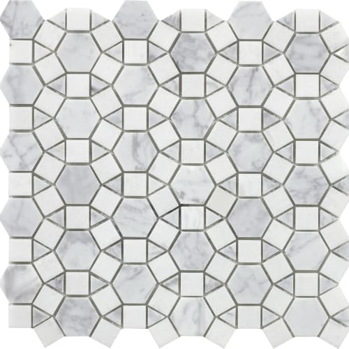 Flower Pattern Stone - Carrara-Crystal-White