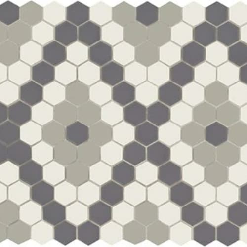 Unglazed Mosaics - Ice White Black Lt Smoke Hexagon