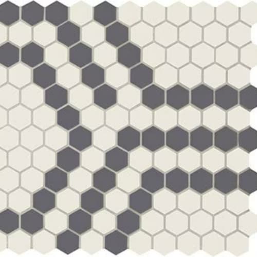 Unglazed Mosaics - Ice WhiteBlack Hex
