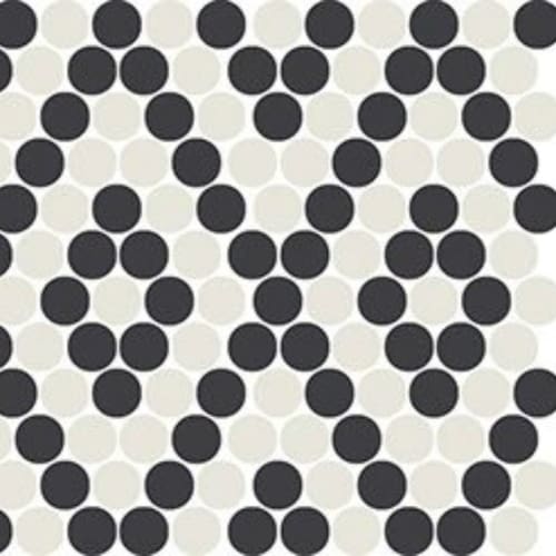 Unglazed Mosaics - Ice WhiteBlack Penny Rounds